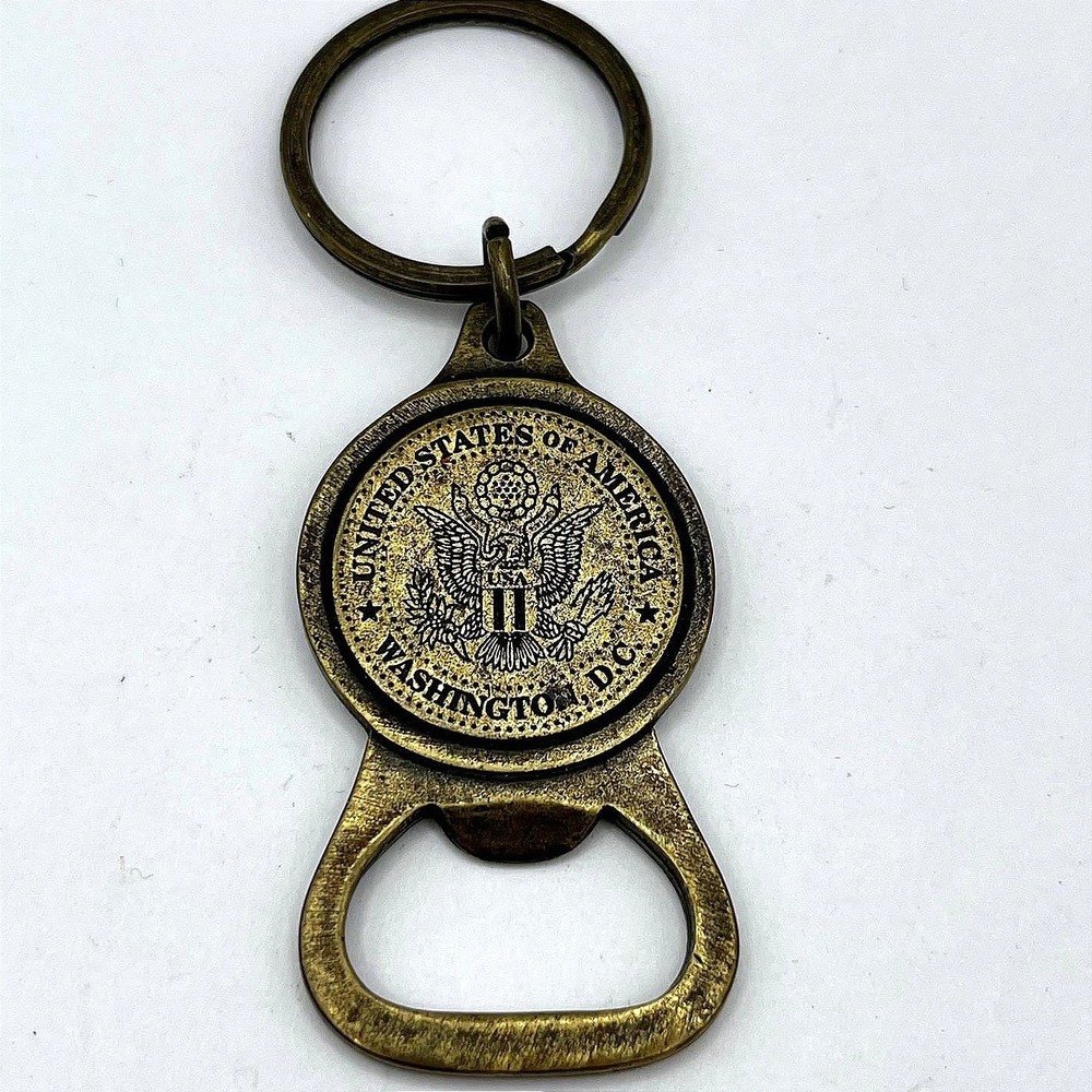 Vintage Washington DC USA Bottle Opener Keychain Brass Tone Souvenir Collectible